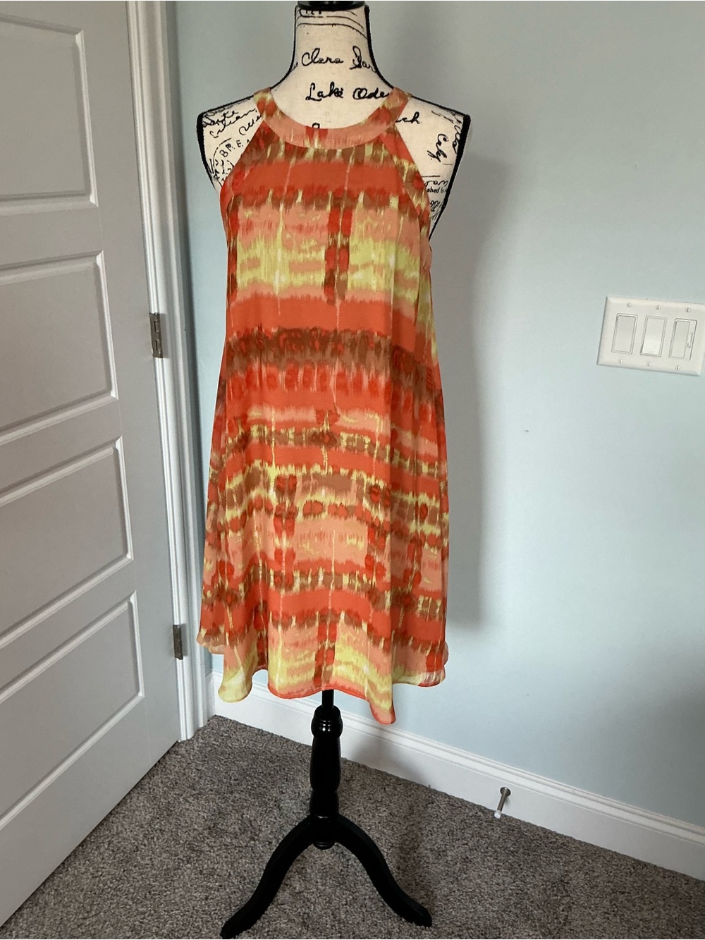 Betsey Johnson Orange and Yellow Halter Neckline Dress